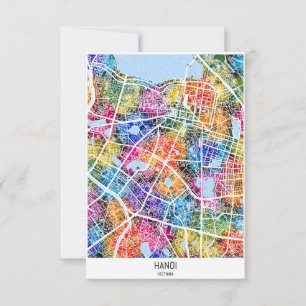 Tarjeta De Agradecimiento Mapa de la ciudad de Vietnam de Hanoi