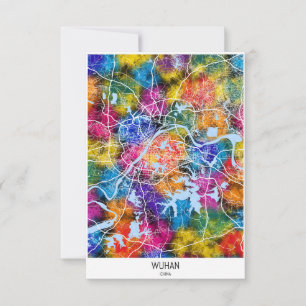 Tarjeta De Agradecimiento Mapa de la ciudad de Wuhan China