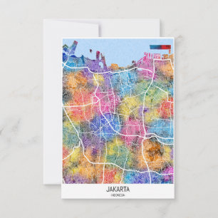 Tarjeta De Agradecimiento Mapa de la ciudad de Yakarta Indonesia