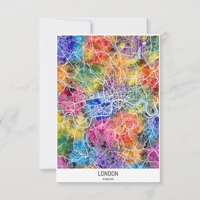 Tarjeta De Agradecimiento Mapa de Londres en Inglaterra (Anverso)