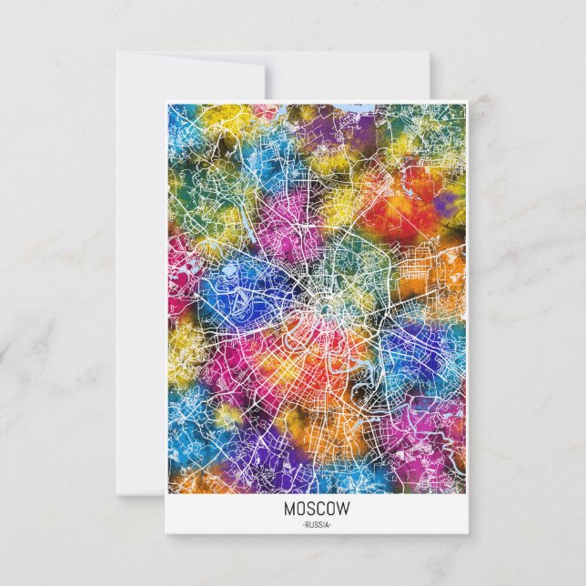 Tarjeta De Agradecimiento Mapa de Moscú de la ciudad de Rusia (Anverso)