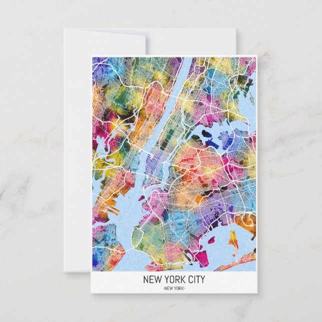 Tarjeta De Agradecimiento Mapa de Nueva York (Anverso)