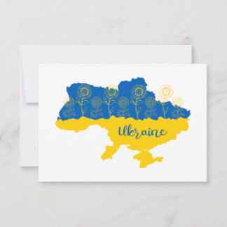 Tarjeta De Agradecimiento Mapa de Ucrania con girasol y bandera ucraniana