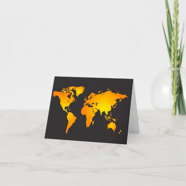 Tarjeta De Agradecimiento Mapa del mundo brillante en Naranja y amarillo (Subido por el creador)
