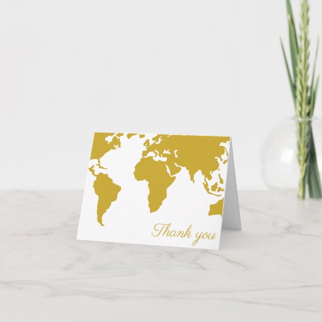 Tarjeta de agradecimiento - Mapa del mundo del oro (Anverso)