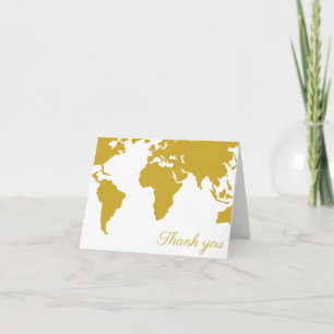 Tarjeta de agradecimiento - Mapa del mundo dorado
