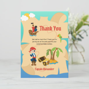 Tarjeta De Agradecimiento Mapa del Tesoro Divertido Pirata Niño Personalizad