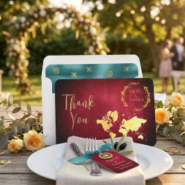 Tarjeta De Agradecimiento Mapa Personalizado de la Boda del Viaje de Amor