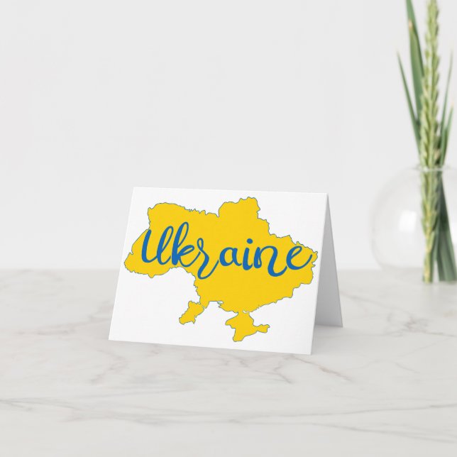 Tarjeta De Agradecimiento Mapa y letras de Ucrania (Anverso)