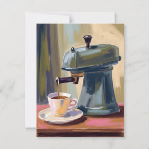 Tarjeta De Agradecimiento Máquina de Café Antigua Latte Acuarela