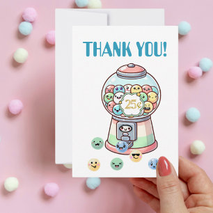 Tarjeta De Agradecimiento Máquina de chicles divertida y linda, Cumpleaños d