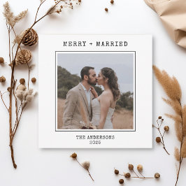 Tarjeta De Agradecimiento Máquina de escribir 2 Navidades Bodas casados con 