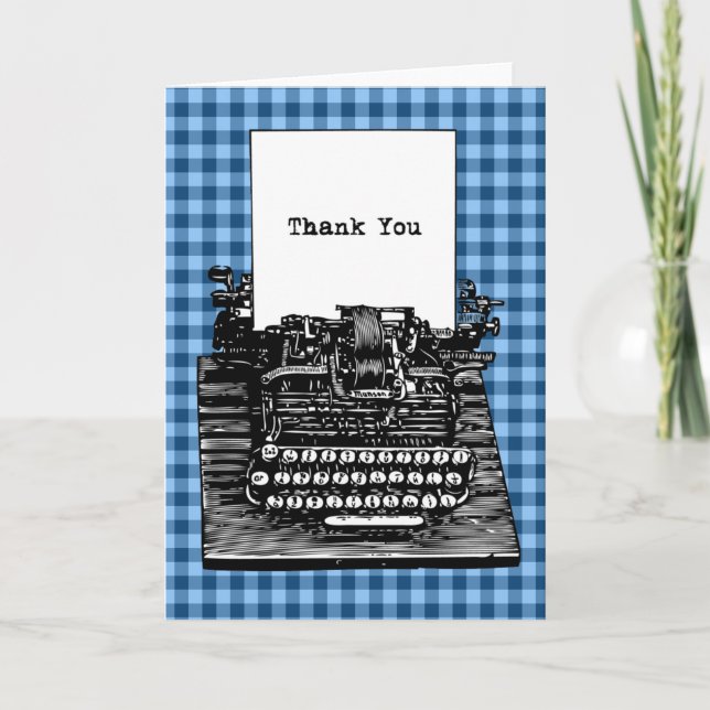 Tarjeta De Agradecimiento Máquina de Escribir Antigua Gracias (Anverso)