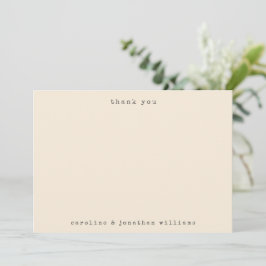 Tarjeta De Agradecimiento Máquina de Escribir Cremosa Minimalista Retro Pers