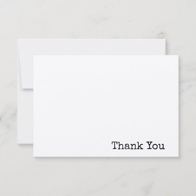 Tarjeta De Agradecimiento máquina de escribir de texto minimalista moderno p (Anverso)