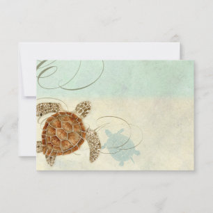 Tarjeta De Agradecimiento Mar Turtle Playa Costera Acuarela Océano Costero