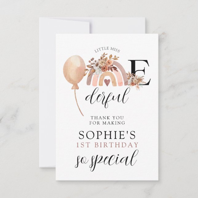 Tarjeta De Agradecimiento Maravilloso cumpleaños del Chica Arcoiris (Anverso)