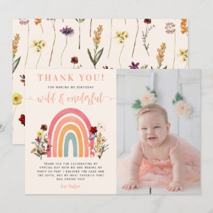Tarjeta De Agradecimiento Maravilloso flor salvaje Rainbow Birthday Photo