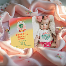 Tarjeta De Agradecimiento Maravilloso primer cumpleaños de globo aerostático