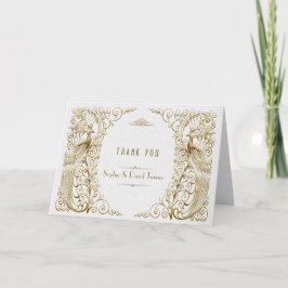Tarjeta De Agradecimiento Maravillosos Peacocks de Oro Blanco