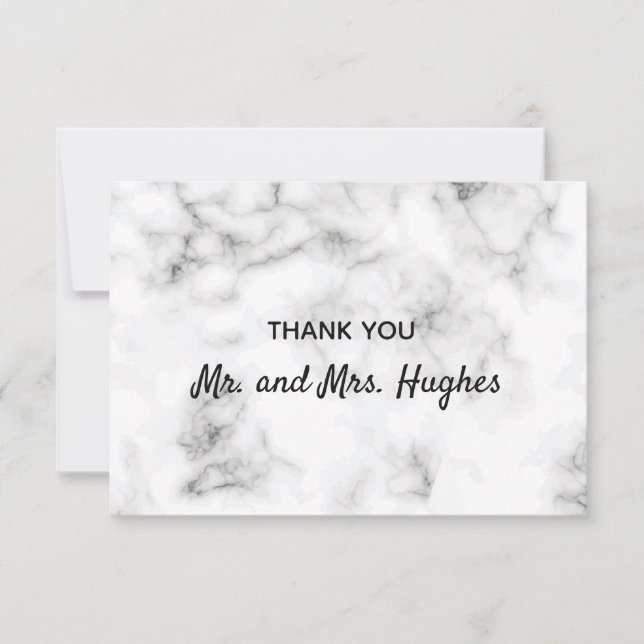 Tarjeta De Agradecimiento Marble elegante boda gracias (Anverso)