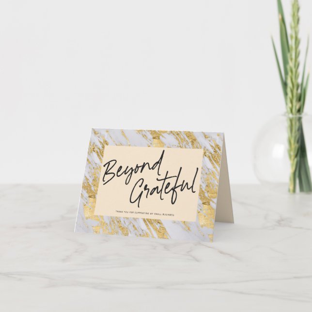 Tarjeta De Agradecimiento Marble elegante, más allá de los negocios plegados (Anverso)