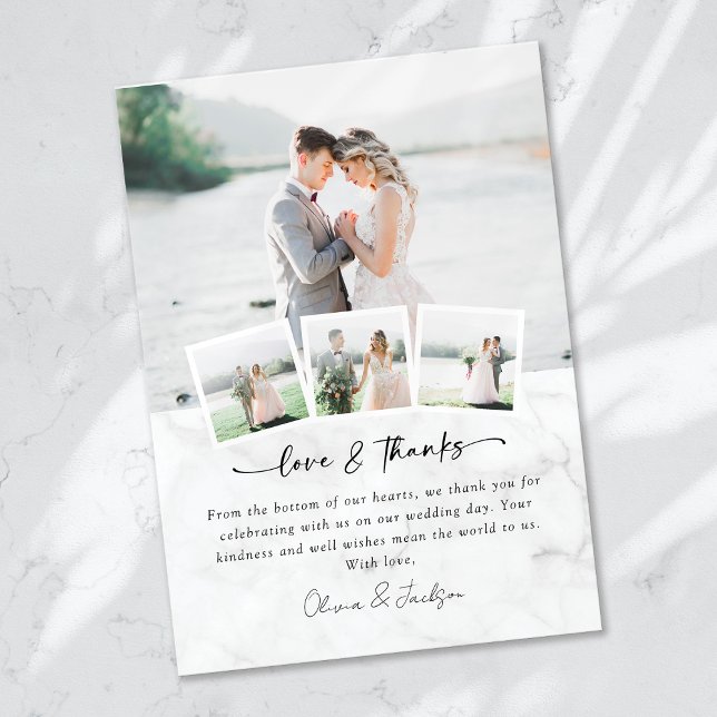 Tarjeta De Agradecimiento Marble Multi Picture Love & Gracias Boda (Subido por el creador)
