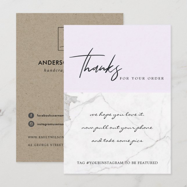 TARJETA DE AGRADECIMIENTO MARBLE PURPLE TEXTURA CORPORATE LOGO DE NEGOCIOS (Anverso / Reverso)