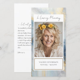 Tarjeta De Agradecimiento Marcador conmemorativo de funerales de fotos azule
