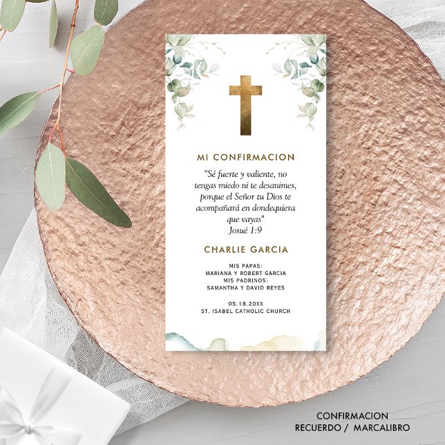 Tarjeta De Agradecimiento Marcalibros, Recuerdo de Confirmación, Botánico (Subido por el creador)