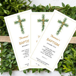 Tarjeta De Agradecimiento Marcapáginas de bautizo con vegetación de eucalipt