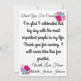 Tarjeta De Agradecimiento Marcas de esquí | Floral Gracias por venir con tar