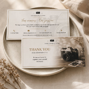 Tarjeta De Agradecimiento Marcas de Fotografía Vintage Estudio Elegante
