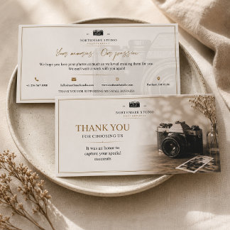 Tarjeta De Agradecimiento Marcas de Fotografía Vintage | Estudio Elegante