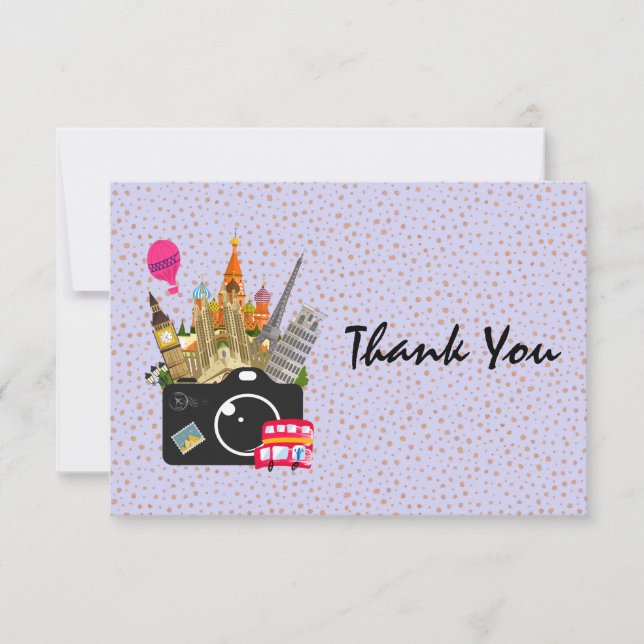 Tarjeta De Agradecimiento Marcas europeas con cámara gracias (Anverso)