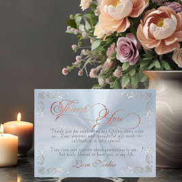Tarjeta De Agradecimiento Marco Antiguo y Tiara Azul Pastel Quinceañera