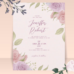 Tarjeta De Agradecimiento Marco boda rosas morado y beige Invitar
