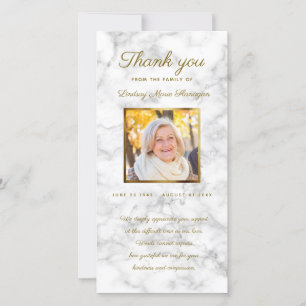 Tarjeta De Agradecimiento Marco conmemorativo de mármol blanco de la foto