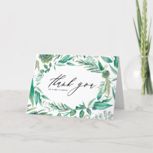 Tarjeta De Agradecimiento Marco de acuarela boho con eucalipto y suculentas