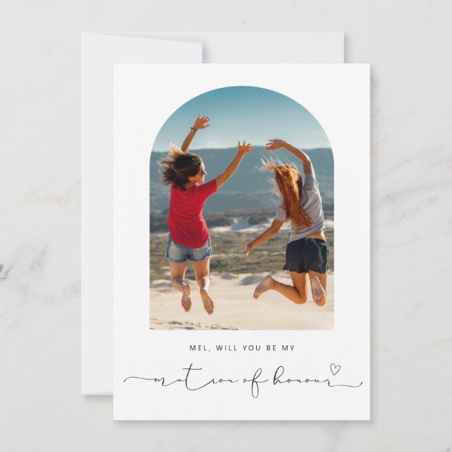 Tarjeta De Agradecimiento Marco de arca serás mi carta de honor matrona (Anverso)