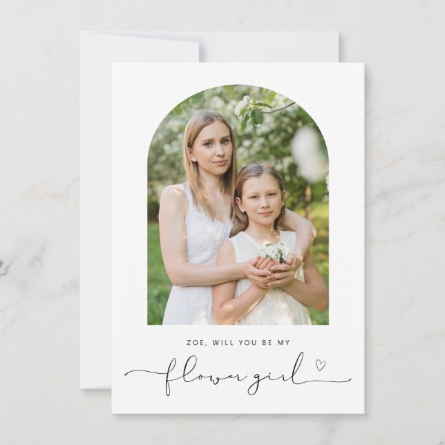 Tarjeta De Agradecimiento Marco de arco serás mi carta de chica de flores (Anverso)