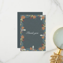 Tarjeta De Agradecimiento Marco de arte popular en azul marrón