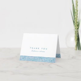 Tarjeta De Agradecimiento Marco de azulejos azul griego simple boda elegante