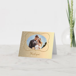 Tarjeta De Agradecimiento Marco de boda real con brillo dorado