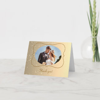 Tarjeta De Agradecimiento Marco de boda real con brillo dorado