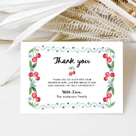 Tarjeta De Agradecimiento Marco de cerezas retro caprichoso | Baby Shower