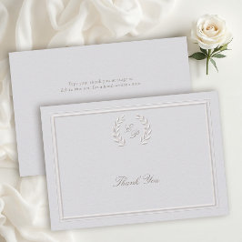 Tarjeta De Agradecimiento Marco de Cresta de Corona de Laurel Clásico Boda F