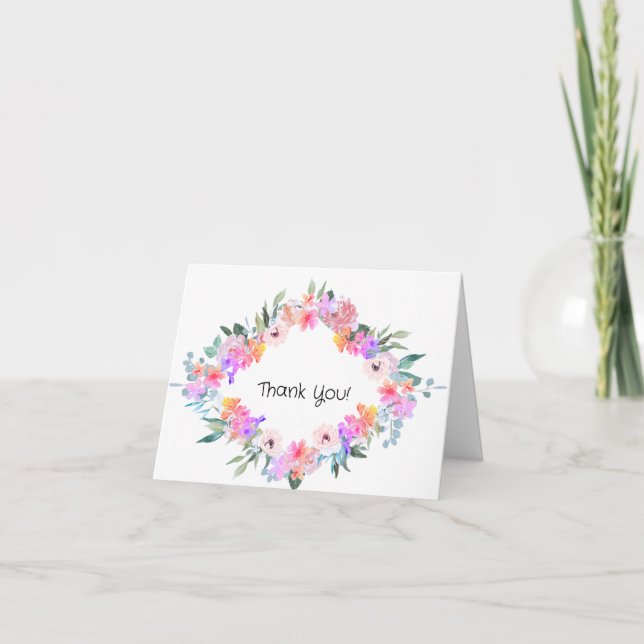 Tarjeta De Agradecimiento Marco de diamante floral (Anverso)