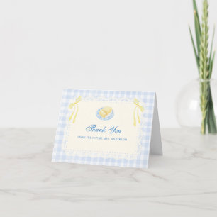 Tarjeta De Agradecimiento Marco de encaje azul Bridal Shower