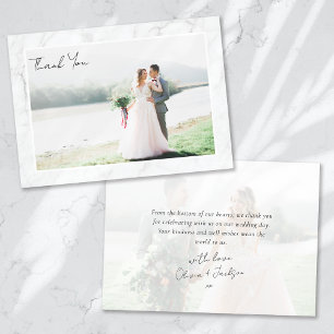 Tarjeta De Agradecimiento Marco de foto de boda de mármol